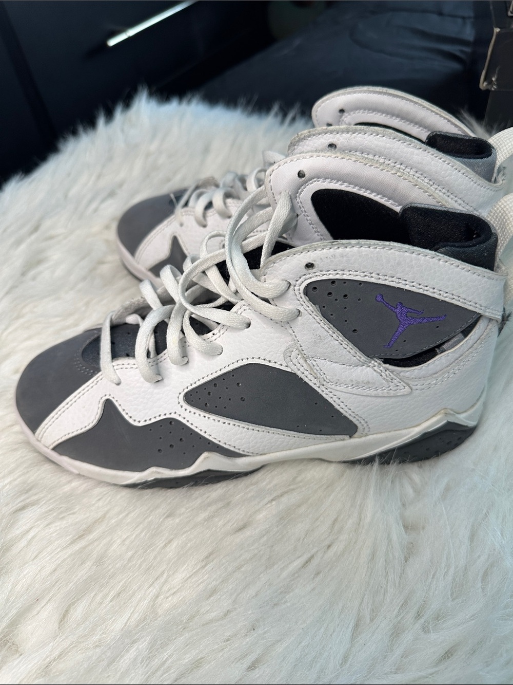 Jordan Kids Gray and White High-Top Sneakers - Picture 4 of 5